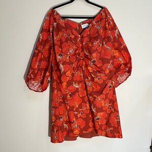 Tanya Taylor orange Floral Mini Dress-plus size 22